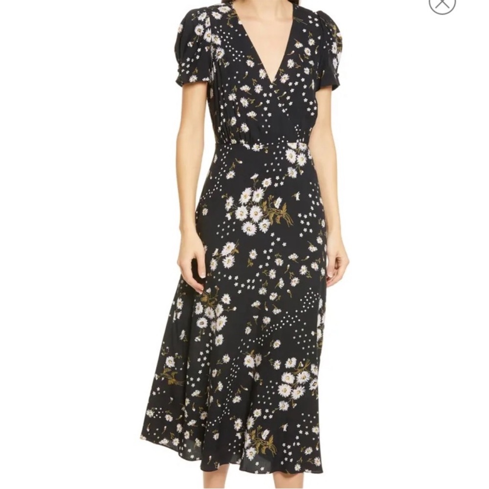 Madewell Black Floral Midi Dress